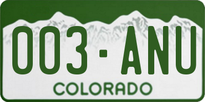 CO license plate 003ANU