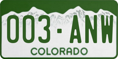 CO license plate 003ANW