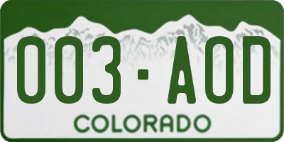CO license plate 003AOD