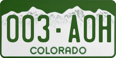 CO license plate 003AOH