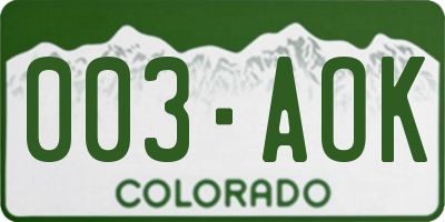 CO license plate 003AOK