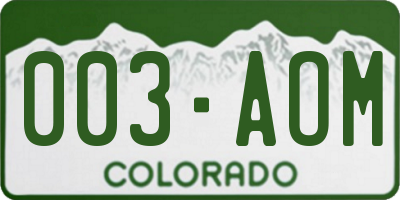 CO license plate 003AOM