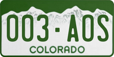 CO license plate 003AOS