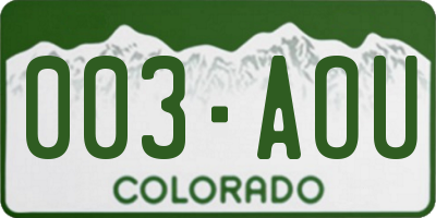 CO license plate 003AOU