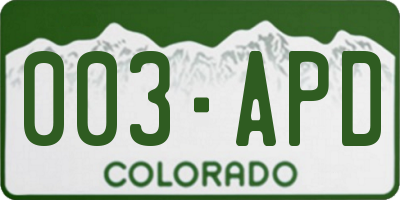 CO license plate 003APD