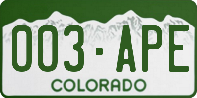 CO license plate 003APE