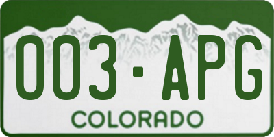CO license plate 003APG