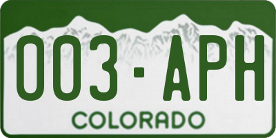 CO license plate 003APH