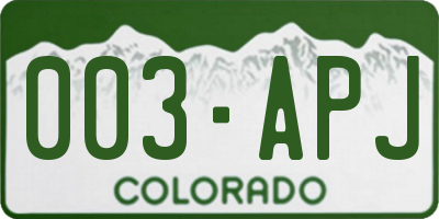 CO license plate 003APJ
