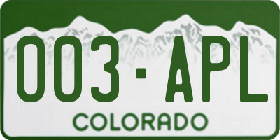 CO license plate 003APL