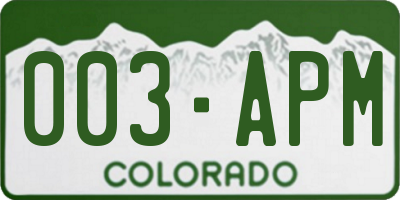 CO license plate 003APM