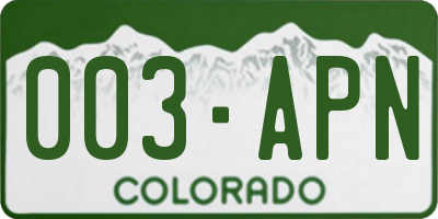 CO license plate 003APN