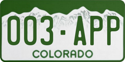 CO license plate 003APP