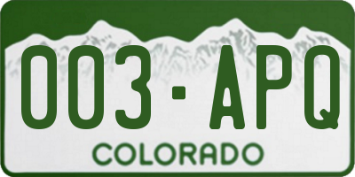 CO license plate 003APQ