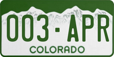 CO license plate 003APR