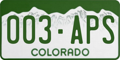 CO license plate 003APS