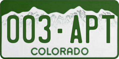 CO license plate 003APT