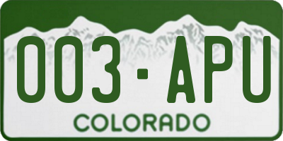 CO license plate 003APU