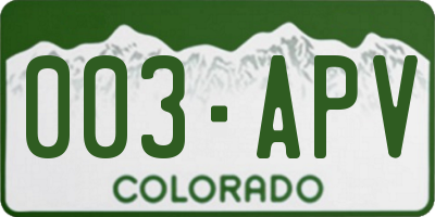 CO license plate 003APV