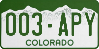 CO license plate 003APY