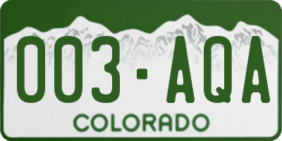 CO license plate 003AQA