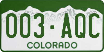 CO license plate 003AQC