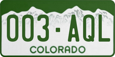 CO license plate 003AQL