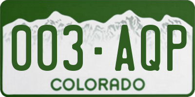 CO license plate 003AQP