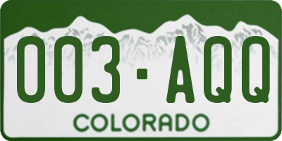 CO license plate 003AQQ
