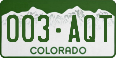 CO license plate 003AQT