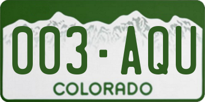 CO license plate 003AQU