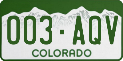 CO license plate 003AQV