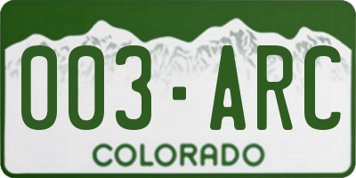 CO license plate 003ARC