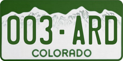 CO license plate 003ARD