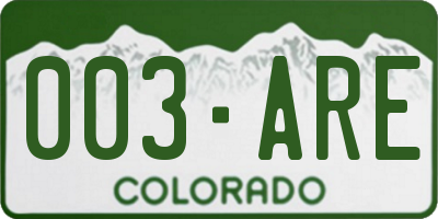 CO license plate 003ARE