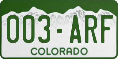 CO license plate 003ARF