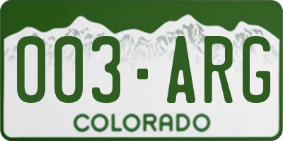 CO license plate 003ARG