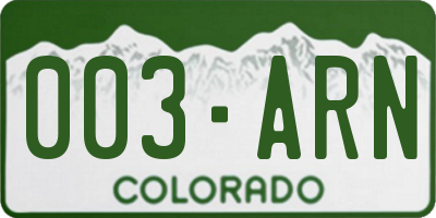 CO license plate 003ARN