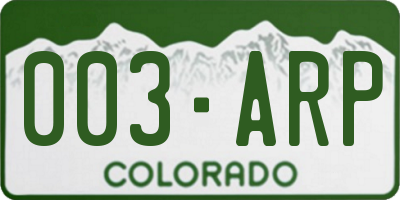 CO license plate 003ARP