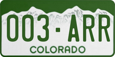 CO license plate 003ARR