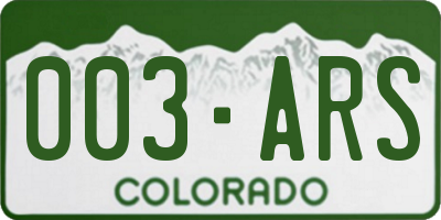 CO license plate 003ARS