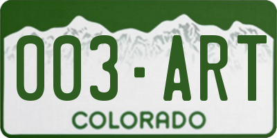 CO license plate 003ART