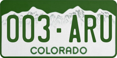 CO license plate 003ARU