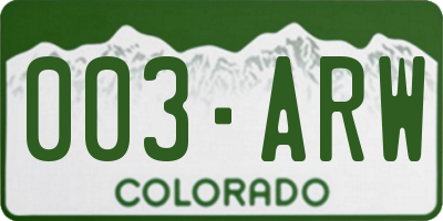 CO license plate 003ARW