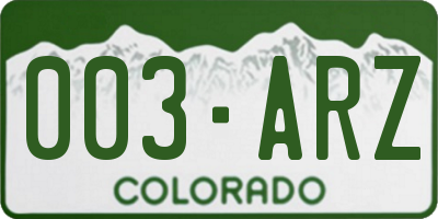 CO license plate 003ARZ