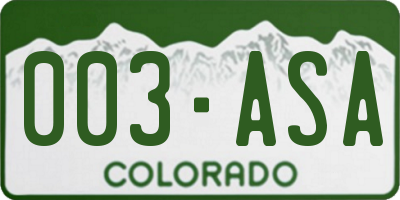 CO license plate 003ASA