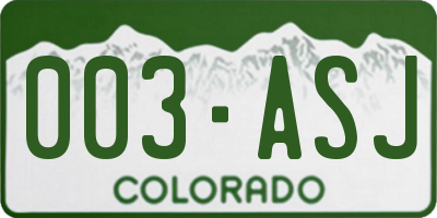 CO license plate 003ASJ