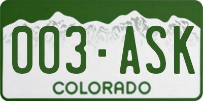 CO license plate 003ASK