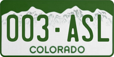CO license plate 003ASL
