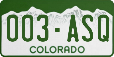 CO license plate 003ASQ